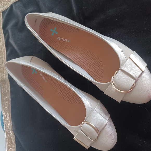 BareTraps Shoes - BareTraps Gold Cream Wedge with Elegant Buckle